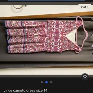 Vince Camuto Dress size 14. Geometric pink, cream, and blue. Lightly worn.